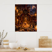 Zwarte Kat Dungeon Master Fantasy Kunst Poster (Keuken)