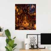 Zwarte Kat Dungeon Master Fantasy Kunst Poster (Thuiskantoor)