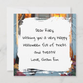 Zwarte kat dutten pompoen Halloween gepersonalisee (Achterkant)