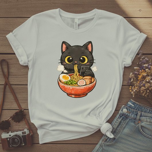 Zwarte Kat Eet Ramen & Sms't T-Shirt