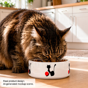 Zwarte Kat Eetbakje Mooie Kattenliefhebber Voerbak Voerbakje
