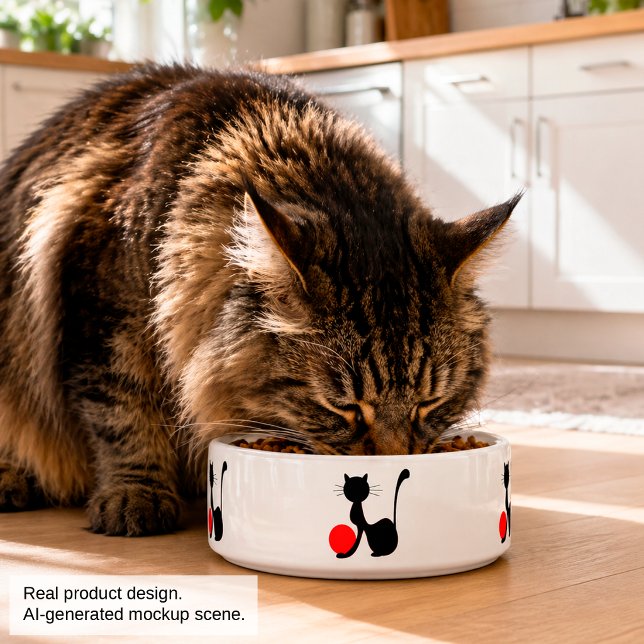 Zwarte Kat Eetbakje Mooie Kattenliefhebber Voerbak Voerbakje (Creator heeft geüpload)