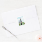ZWARTE KAT EIFFEL TOWER RONDE STICKER (Envelop)