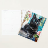 Zwarte Kat Elegante Aquarel Aangepast Jaar Planner (Display)