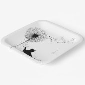 Zwarte kat en andelion papieren bordje (Gebogen)