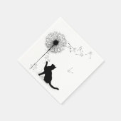 Zwarte kat en andelion servet (Hoek)