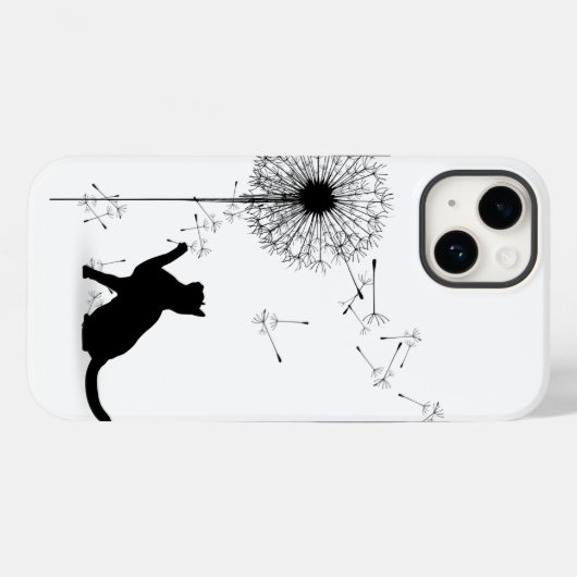 Zwarte kat en andelionzaad Case-Mate iPhone case (Achterkant (horizontaal))
