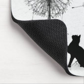 Zwarte kat en andelionzaad muismat (Hoek)