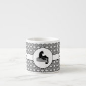 Zwarte kat en bloemen van de Boss Lady #2 Espresso Kop (Voorkant)