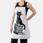 Zwarte kat en boeken – minimalistisch design schort (Insitu)