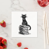 Zwarte kat en boeken – minimalistisch design servet (Insitu)