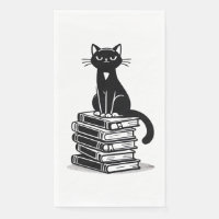Zwarte kat en boeken – minimalistisch design