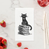 Zwarte kat en boeken – minimalistisch design servet (Insitu)