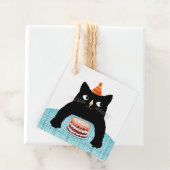 Zwarte kat en cake bedankjes labels (In situ)