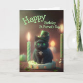 Zwarte kat en Cake Birthday St. Patrick's Day Feestdagen Kaart (Voorkant)