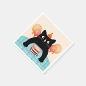 Zwarte kat en cake servet (Hoek)
