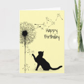 Zwarte kat en Dandelion Birthday Kaart (Voorkant)