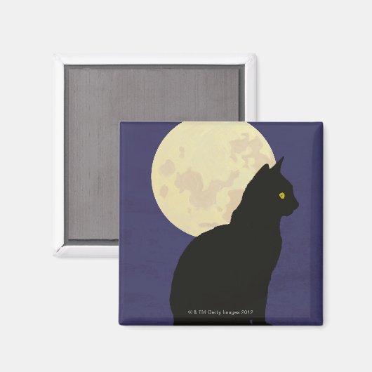 Zwarte kat en de maan magneet (Voorkant / Achterkant)