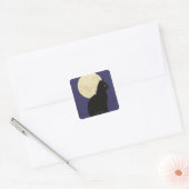 Zwarte kat en de maan vierkante sticker (Envelop)