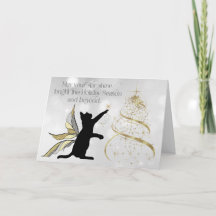Zwarte Kat en Decoratieve Gouden Boom