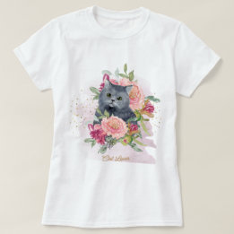 Zwarte kat en druppelplaat t-shirt