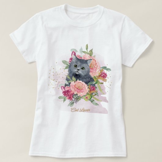 Zwarte kat en druppelplaat t-shirt (Design voorkant)
