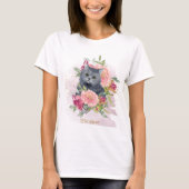Zwarte kat en druppelplaat t-shirt (Voorkant)