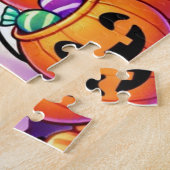 Zwarte kat en een pompoen legpuzzel (Zijkant)