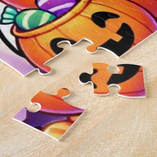 Zwarte kat en een pompoen legpuzzel (Zijkant)