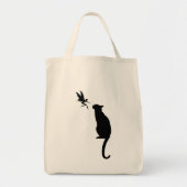 Zwarte kat en fijn silhouet tote bag (Voorkant)
