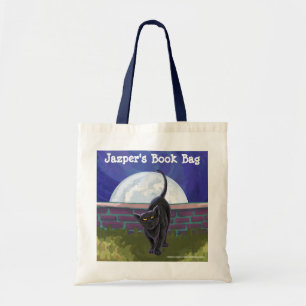 Zwarte kat en Full Moon, speciaal ontworpen boekta Tote Bag