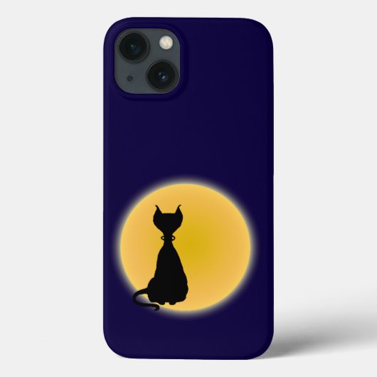 Zwarte kat en gele moon Halloween Art Case-Mate iPhone Case (Achterkant)