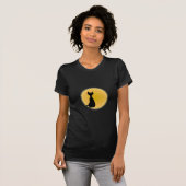 Zwarte kat en gele moon Halloween Art T-shirt (Voorkant volledig)