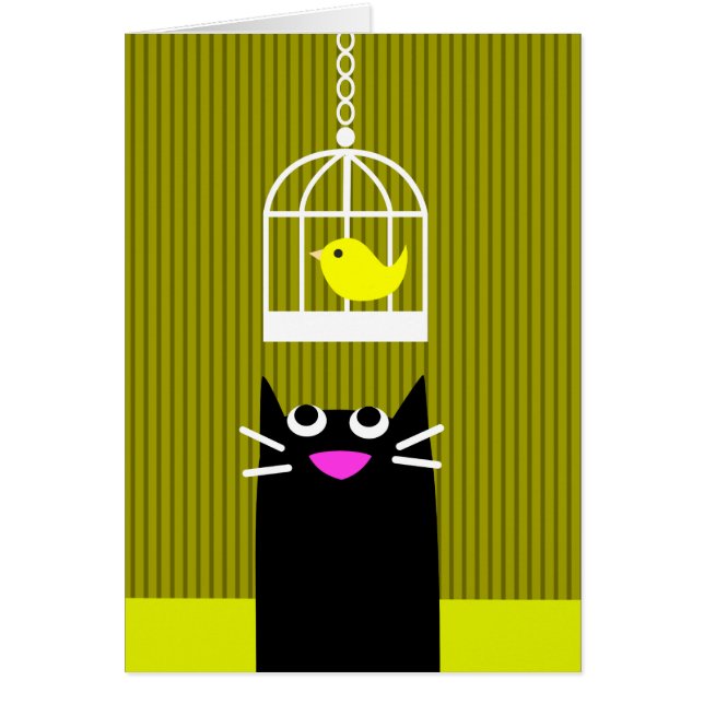 Zwarte kat en gele vogel (Voorkant)