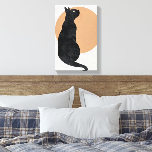 Zwarte kat en gele zon Poster Canvas Afdruk (Insitu (Slaapkamer))