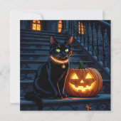 Zwarte kat en gloeiende pompoen Halloween (Voorkant)