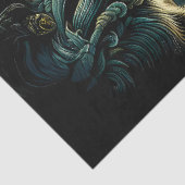 Zwarte kat en gotische begraafplaats Halloween Tissuepapier (Detail)