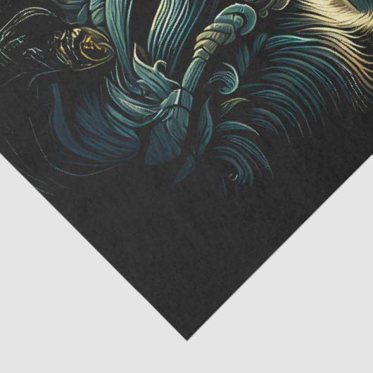 Zwarte kat en gotische begraafplaats Halloween Tissuepapier (Detail)