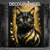 Zwarte kat en goud - Decoupage- Tissuepapier