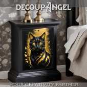 Zwarte kat en goud - Decoupage- Tissuepapier