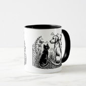 Zwarte Kat en Gouden Retriever Silhouet Mok (Voorkant rechts)