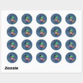 Zwarte Kat en Halloween Cupcake Blauwe Stickers (Vel)