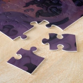 Zwarte kat en Halloween pompoenen op Moonlight Legpuzzel (Zijkant)