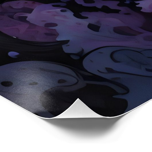 Zwarte kat en Halloween pompoenen op Moonlight Perfect Poster (Hoek)