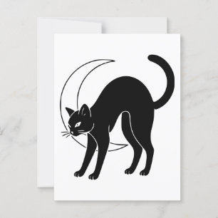 Zwarte Kat en Halve Maan Lijnkunst Briefkaart