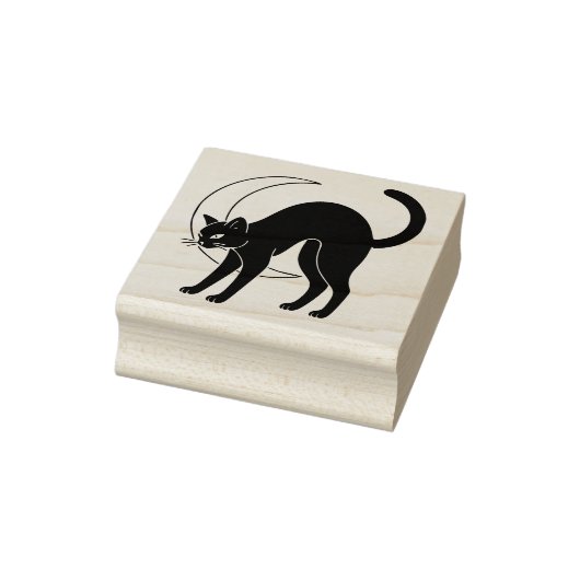 Zwarte Kat en Halve Maan Lijnkunst Rubberstempel (Stempel)