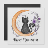 Zwarte kat en halve maan voor Happy Halloween (Voorkant / Achterkant)