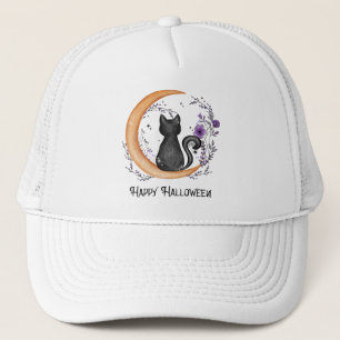 Zwarte kat en halve maan voor Happy Halloween Trucker Pet
