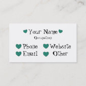 Zwarte kat en hart Garen (Turquoise) Visitekaartje (Achterkant)