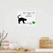 Zwarte kat en hartritmedane garens (kalkgroen) poster (Keuken)